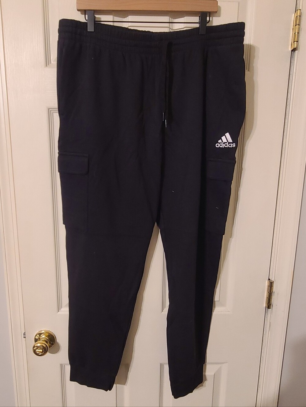 Adidas Black Mens Cargo Joggers with Logo